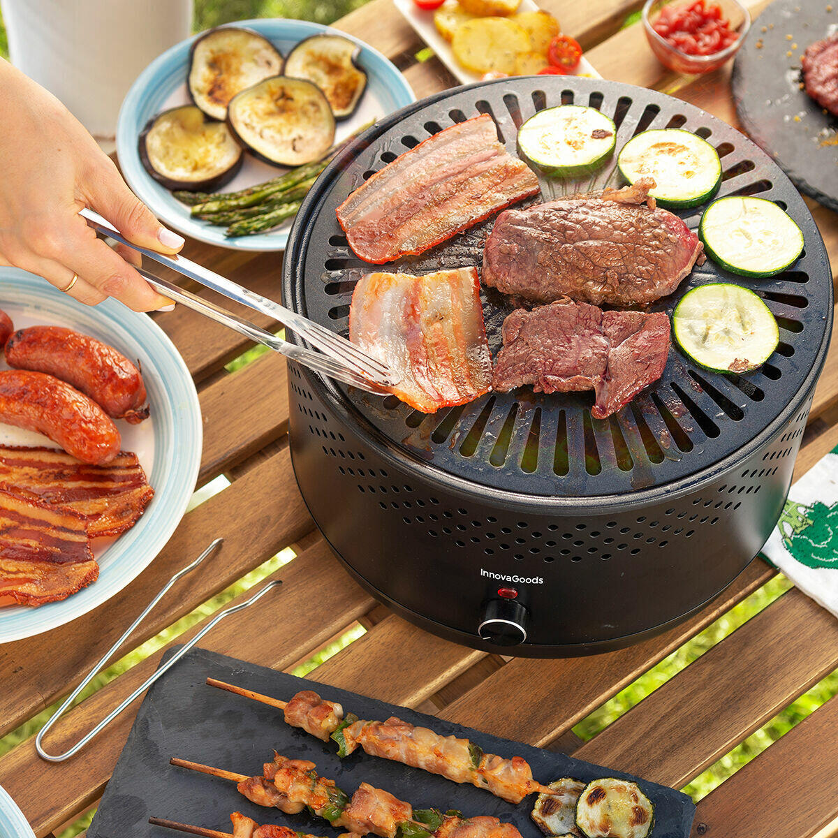 Barbacoa de Carbón Sin Humo Portátil CleanQ InnovaGoods + Bolsa y Pinzas GRATIS 🎁