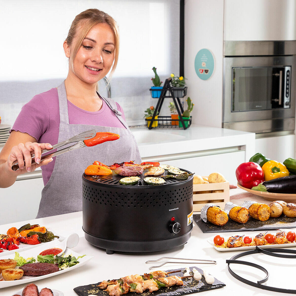Barbacoa de Carbón Sin Humo Portátil CleanQ InnovaGoods + Bolsa y Pinzas GRATIS 🎁