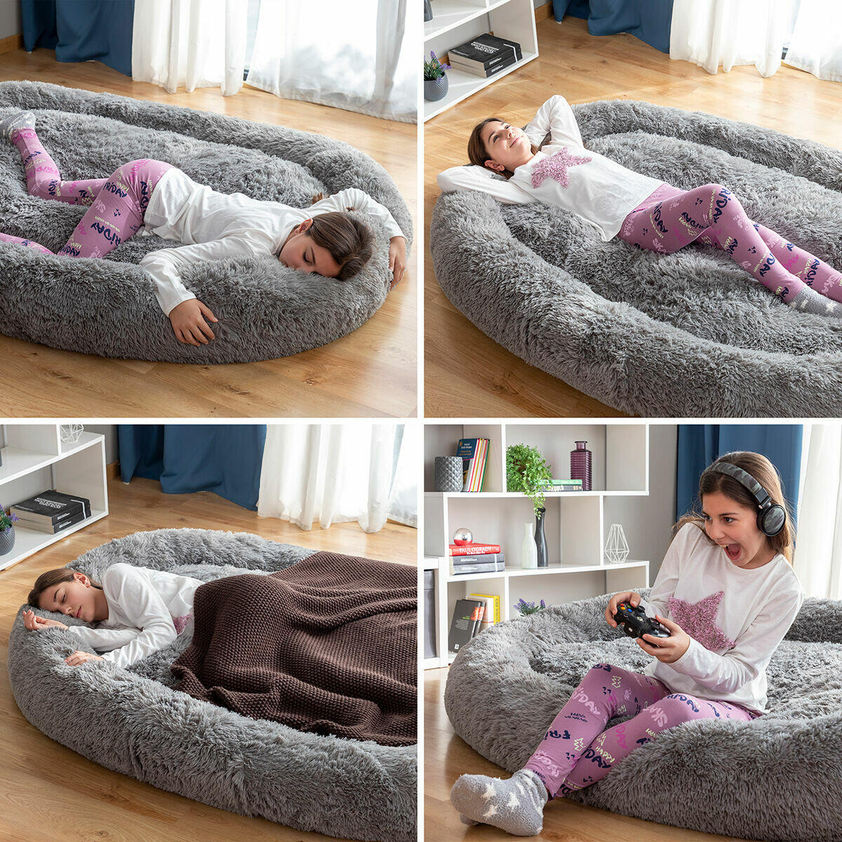 Cama de Perro para Humanos XXL – Human Dog Bed | InnovaGoods Grey | Máximo Relax Antiestrés