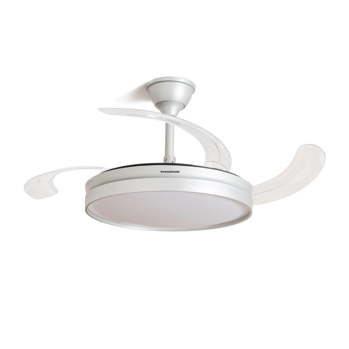 Ventilador de Techo con Luz LED y 4 Aspas Retráctiles Silteez InnovaGoods Plateado 80 W Ø49-104 cm