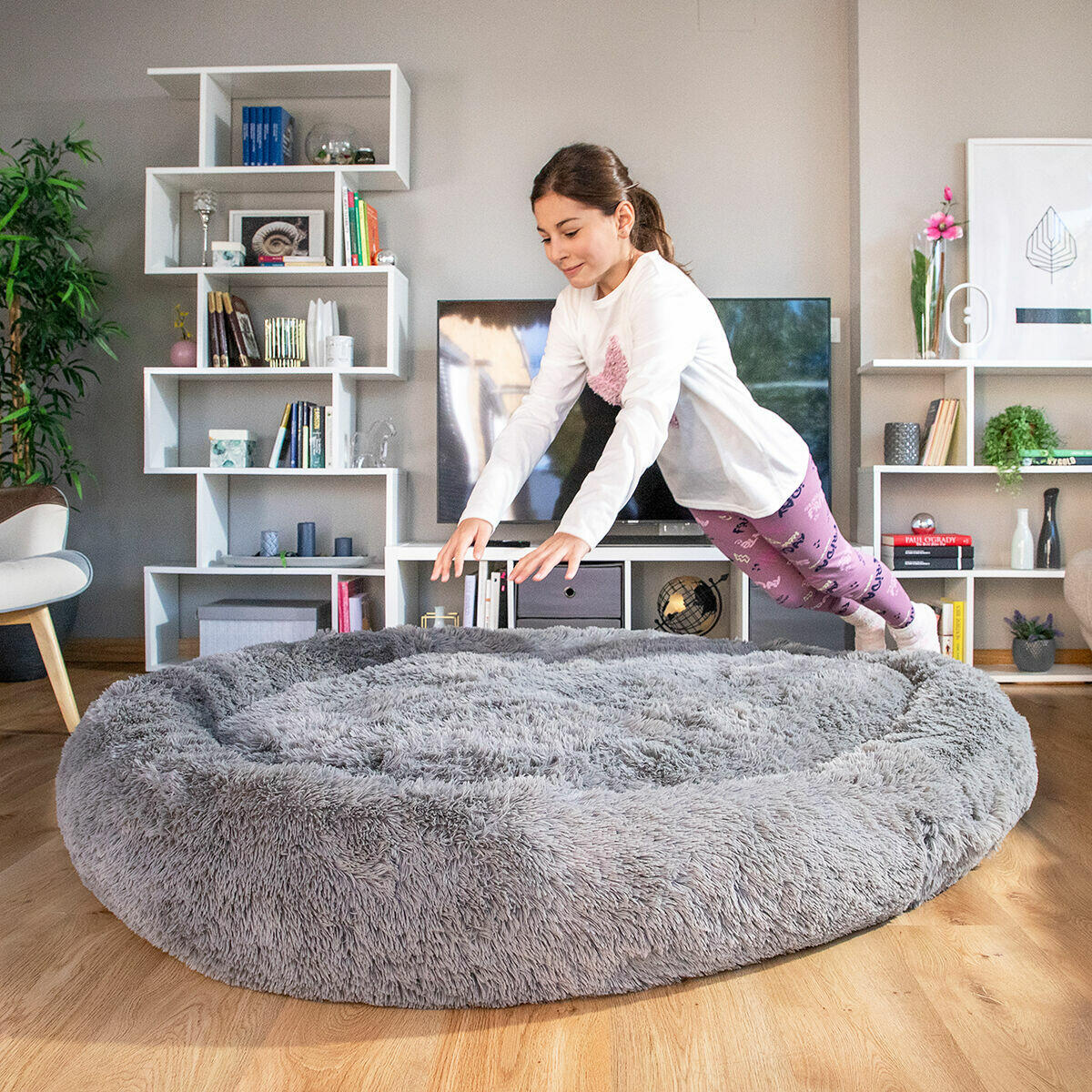Cama de Perro para Humanos XXL – Human Dog Bed | InnovaGoods Grey | Máximo Relax Antiestrés