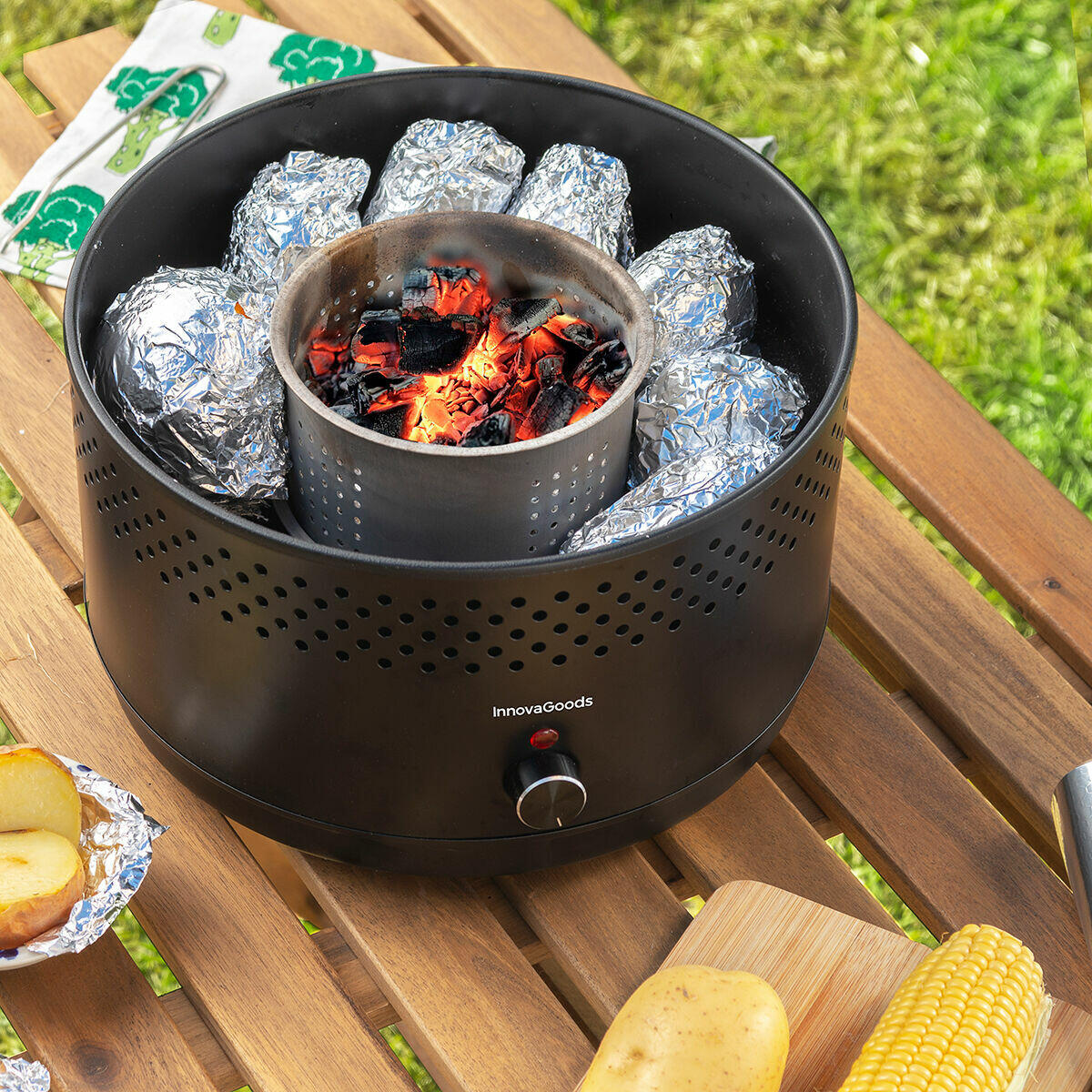 Barbacoa de Carbón Sin Humo Portátil CleanQ InnovaGoods + Bolsa y Pinzas GRATIS 🎁