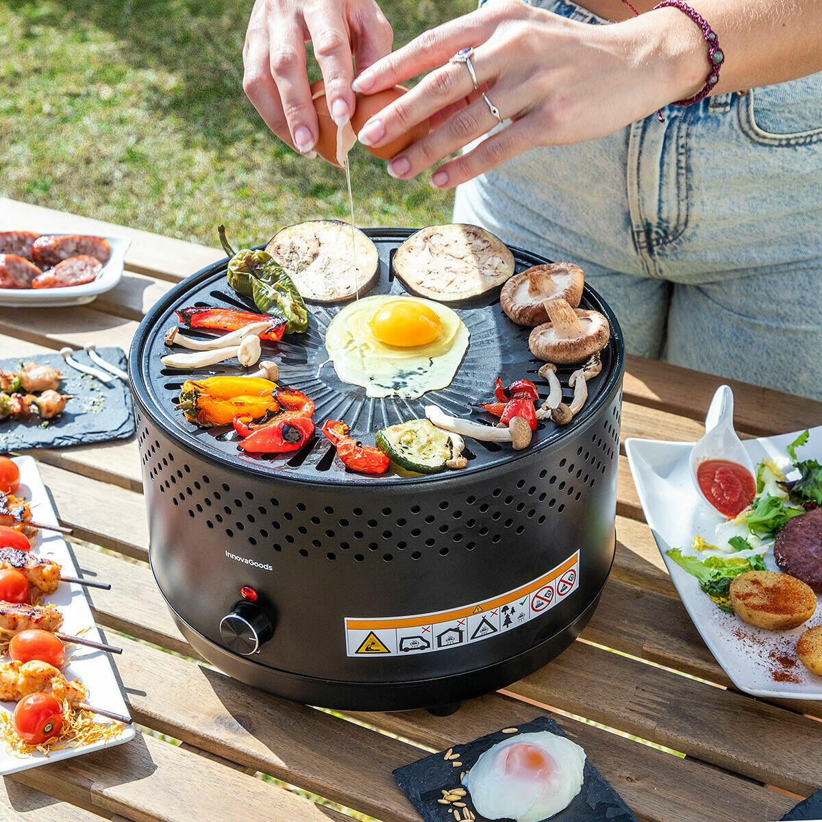 Barbacoa de Carbón Sin Humo Portátil CleanQ InnovaGoods + Bolsa y Pinzas GRATIS 🎁