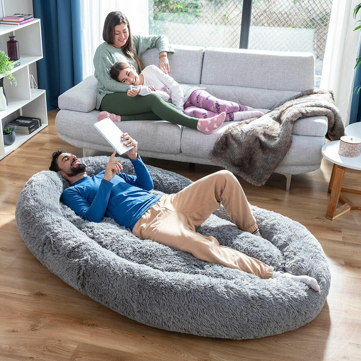 Cama de Perro para Humanos XXL – Human Dog Bed | InnovaGoods Grey | Máximo Relax Antiestrés